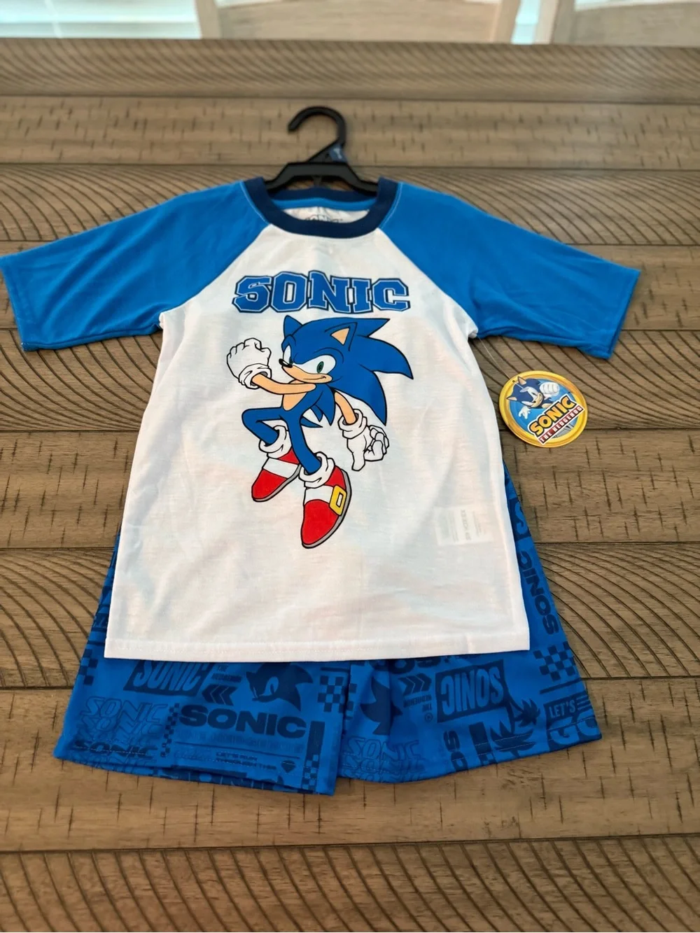 Sonic the Hedgehog Blue Kids Short Sleeve Pajama Set - XS-NWT